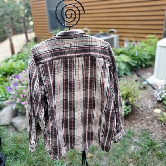 Browning Super Natural Fall Plaid Long Sleeve Casual Button Down Sz XLT Shirt - Picture 5 of 13